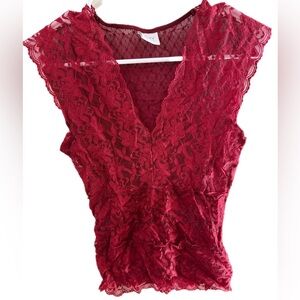 Suzy Shier Red Lace Top